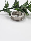 SILVER CZ STUDDED RING