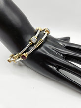 SILVER GOLD STONE BANGLES