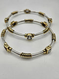 SILVER GOLD STONE BANGLES