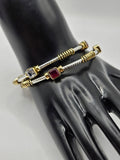 SILVER GOLD STONE BANGLES