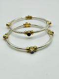 SILVER GOLD STONE BANGLES