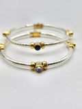 SILVER GOLD STONE BANGLES
