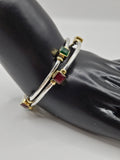 SILVER GOLD STONE BANGLES