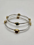 SILVER GOLD STONE BANGLES