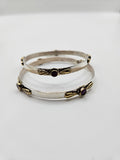 SILVER GOLD STONE BANGLES