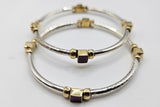 SILVER GOLD STONE BANGLES