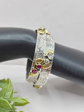 SILVER GOLD STONE BANGLES SIZE 2.4