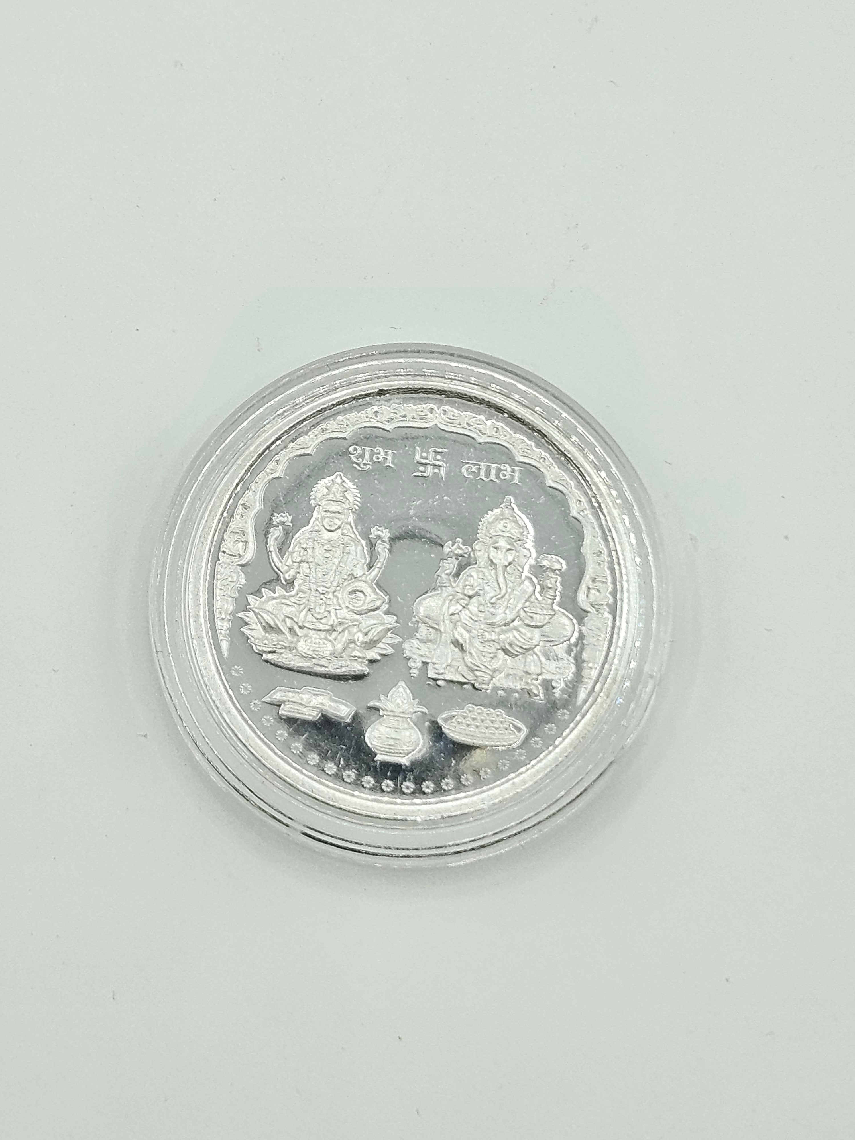 PURE SILVER LAXMI GANESH JI 10GM COIN