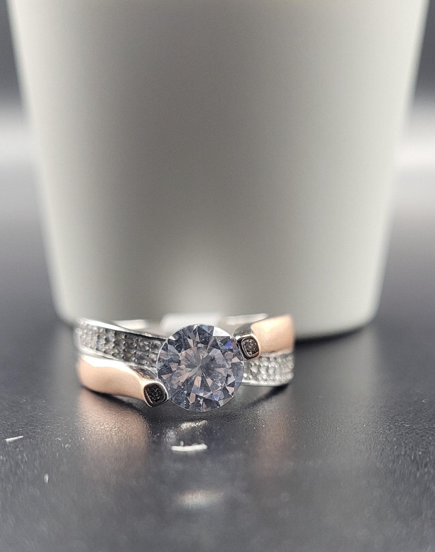 SILVER CZ STUDDED RING