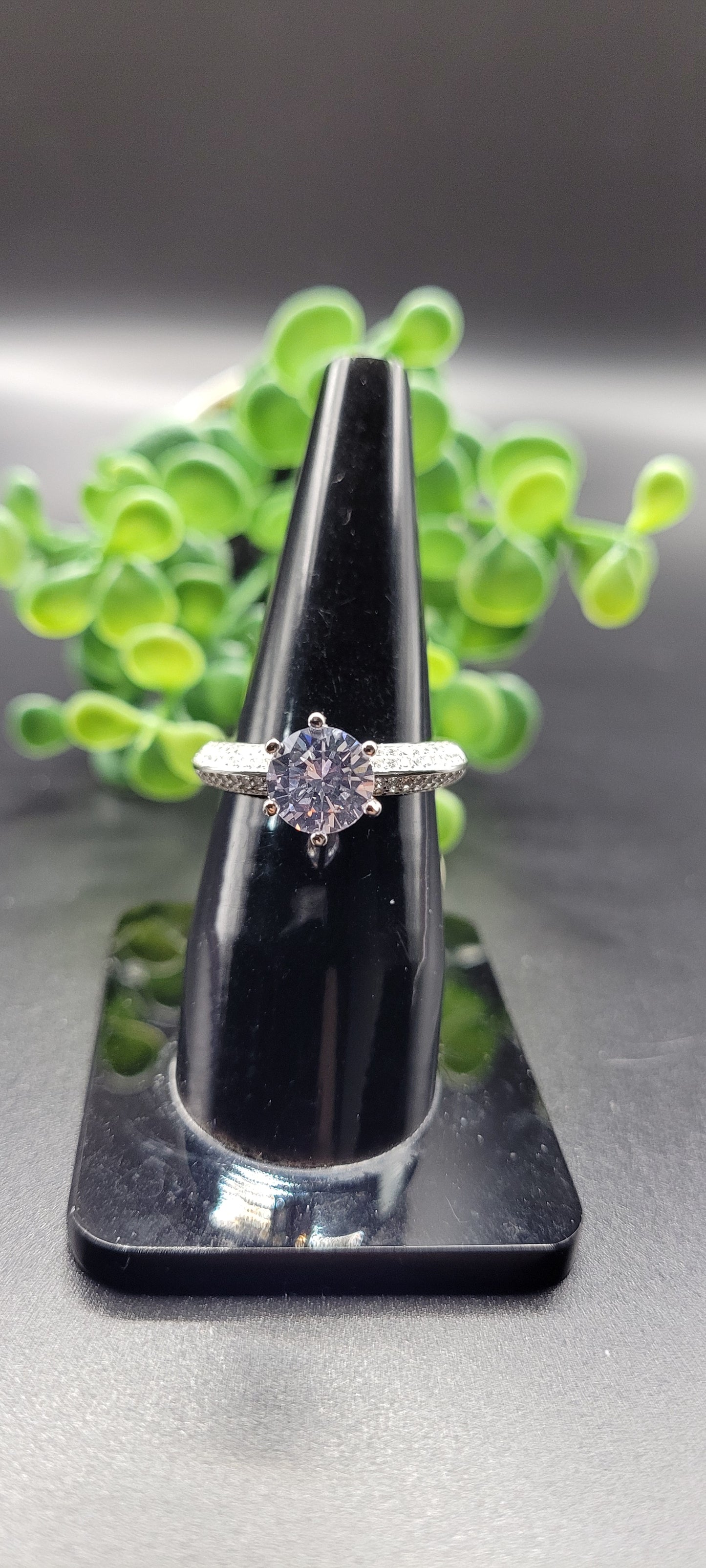 SILVER CZ STUDDED RING