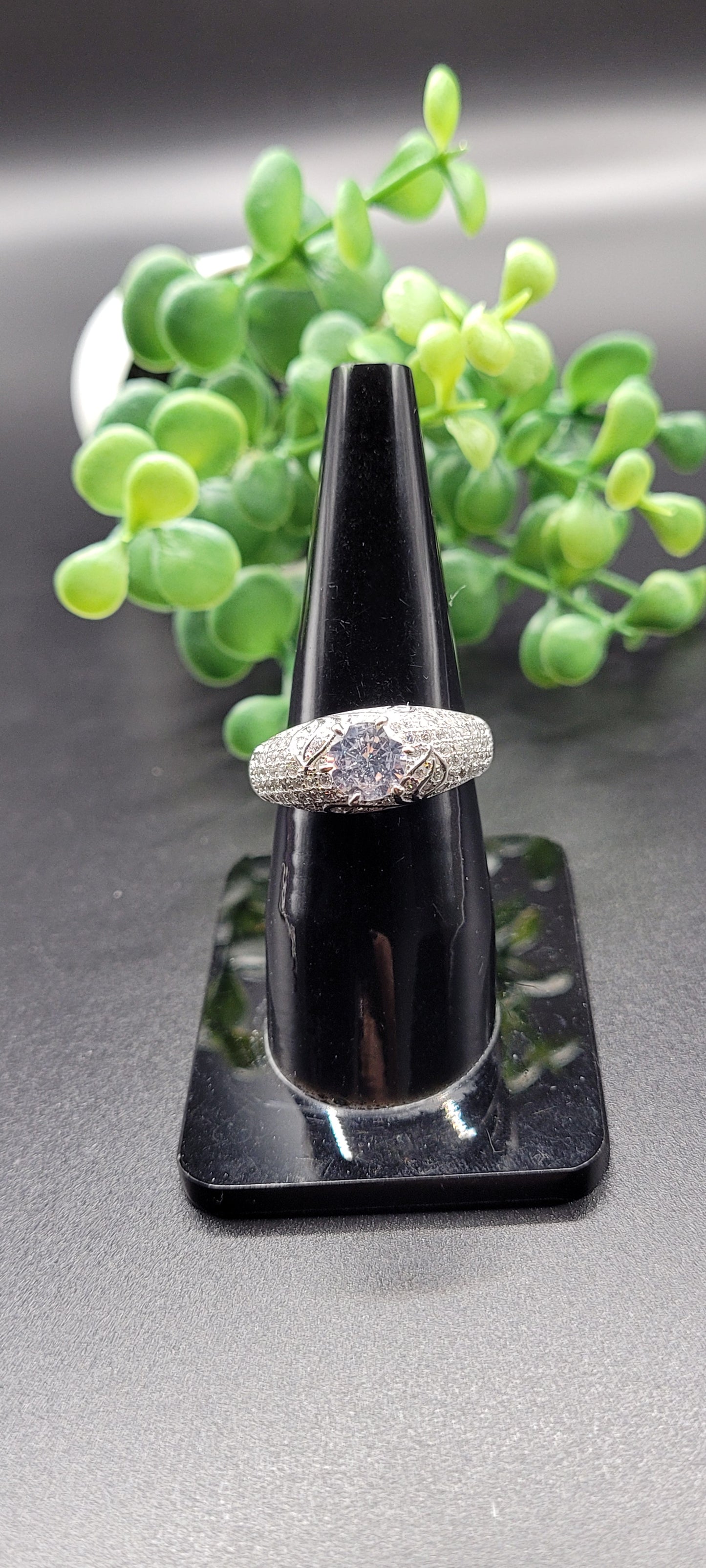 SILVER CZ STUDDED RING