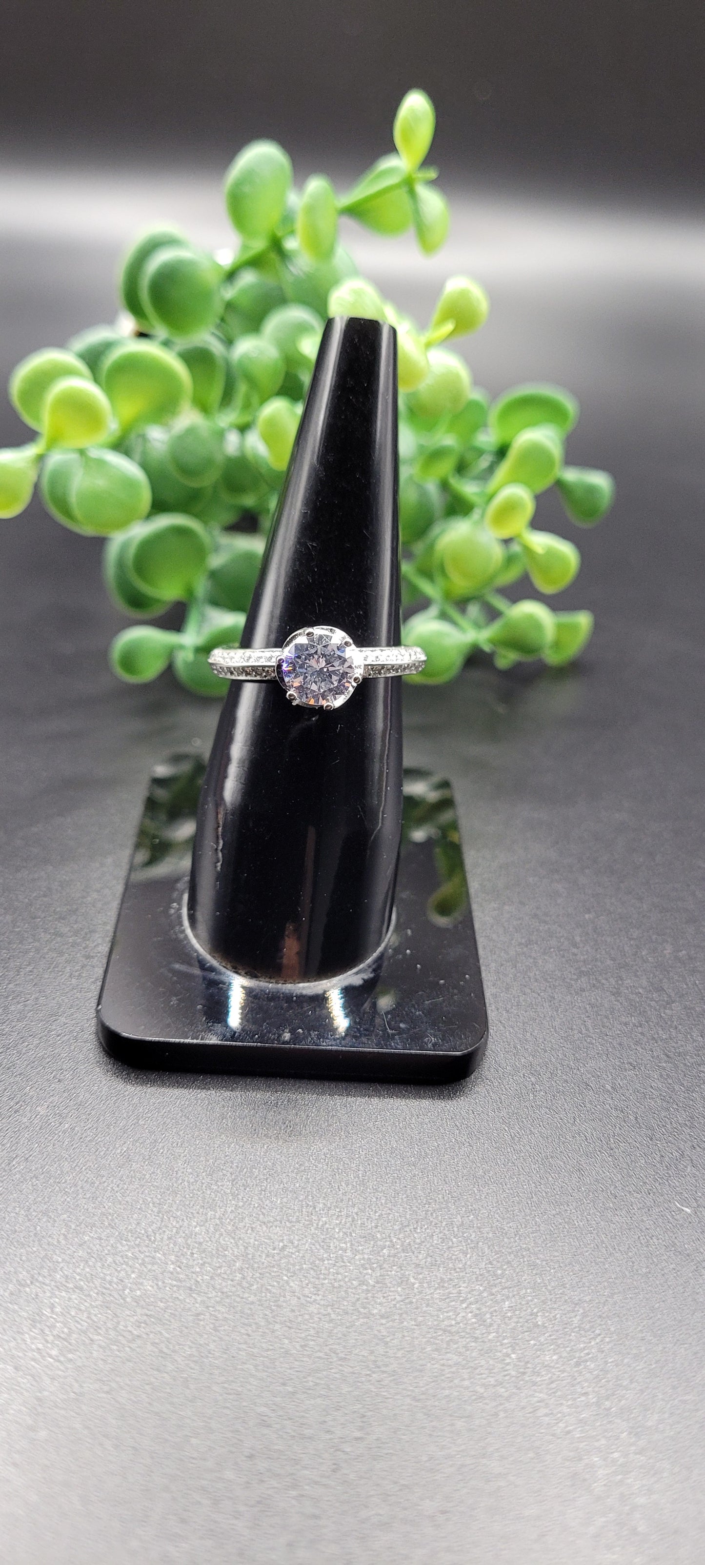 SILVER CZ STUDDED RING