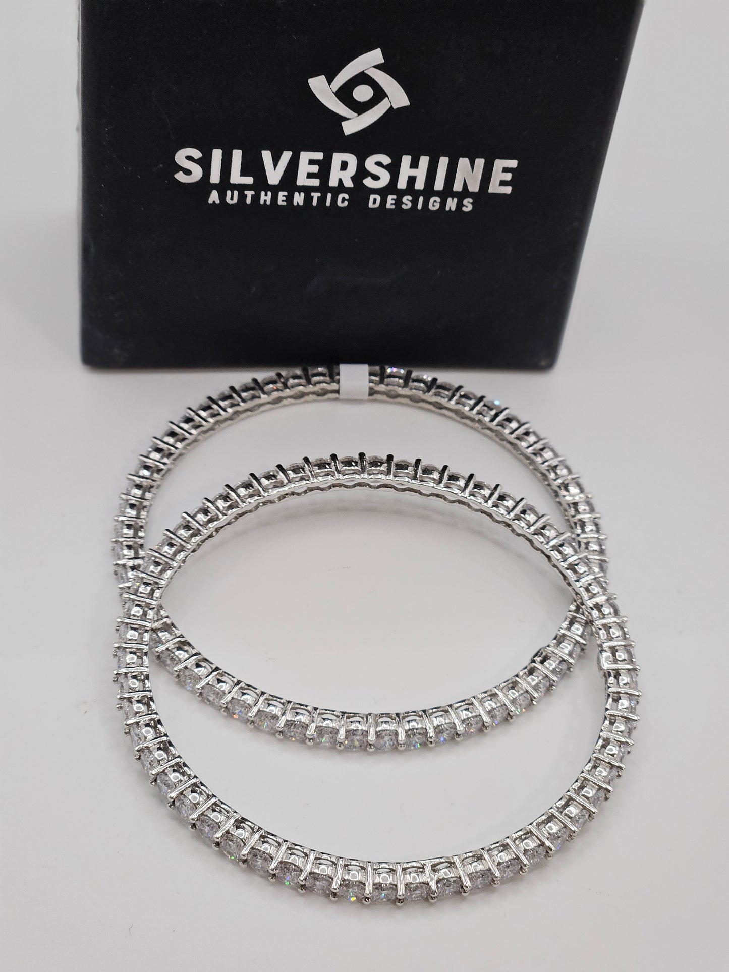 CZ STONE SILVER BANGLES