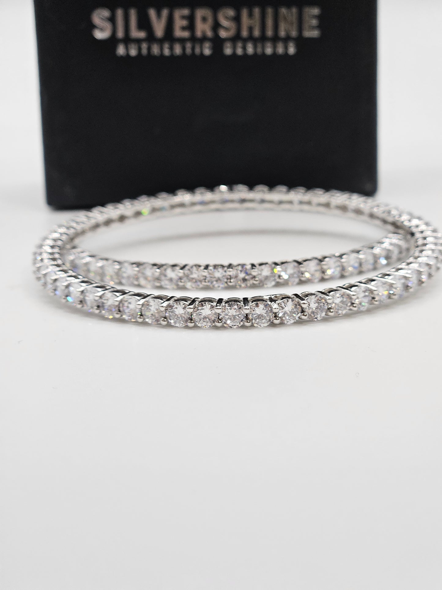 CZ STONE SILVER BANGLES