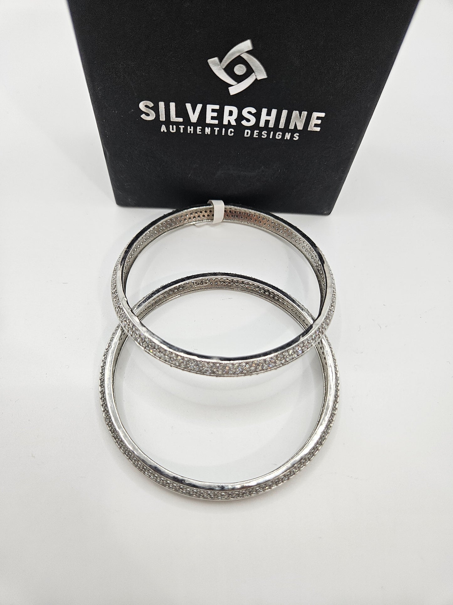 CZ STONE SILVER BANGLES