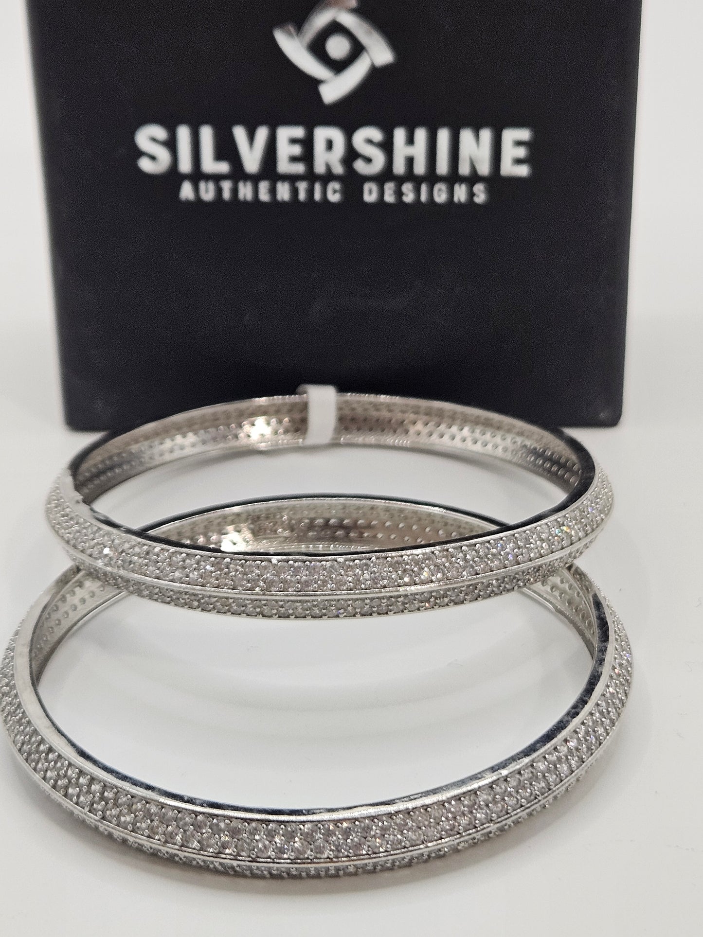 CZ STONE SILVER BANGLES