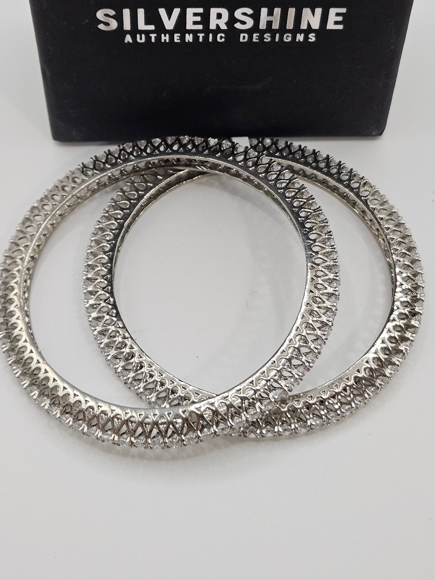 CZ STONE SILVER BANGLES