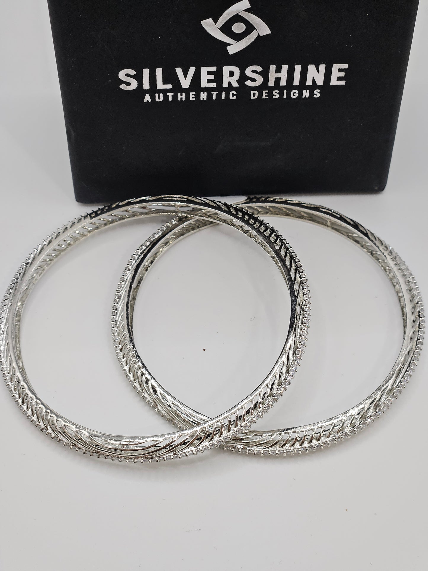 CZ STONE SILVER BANGLES