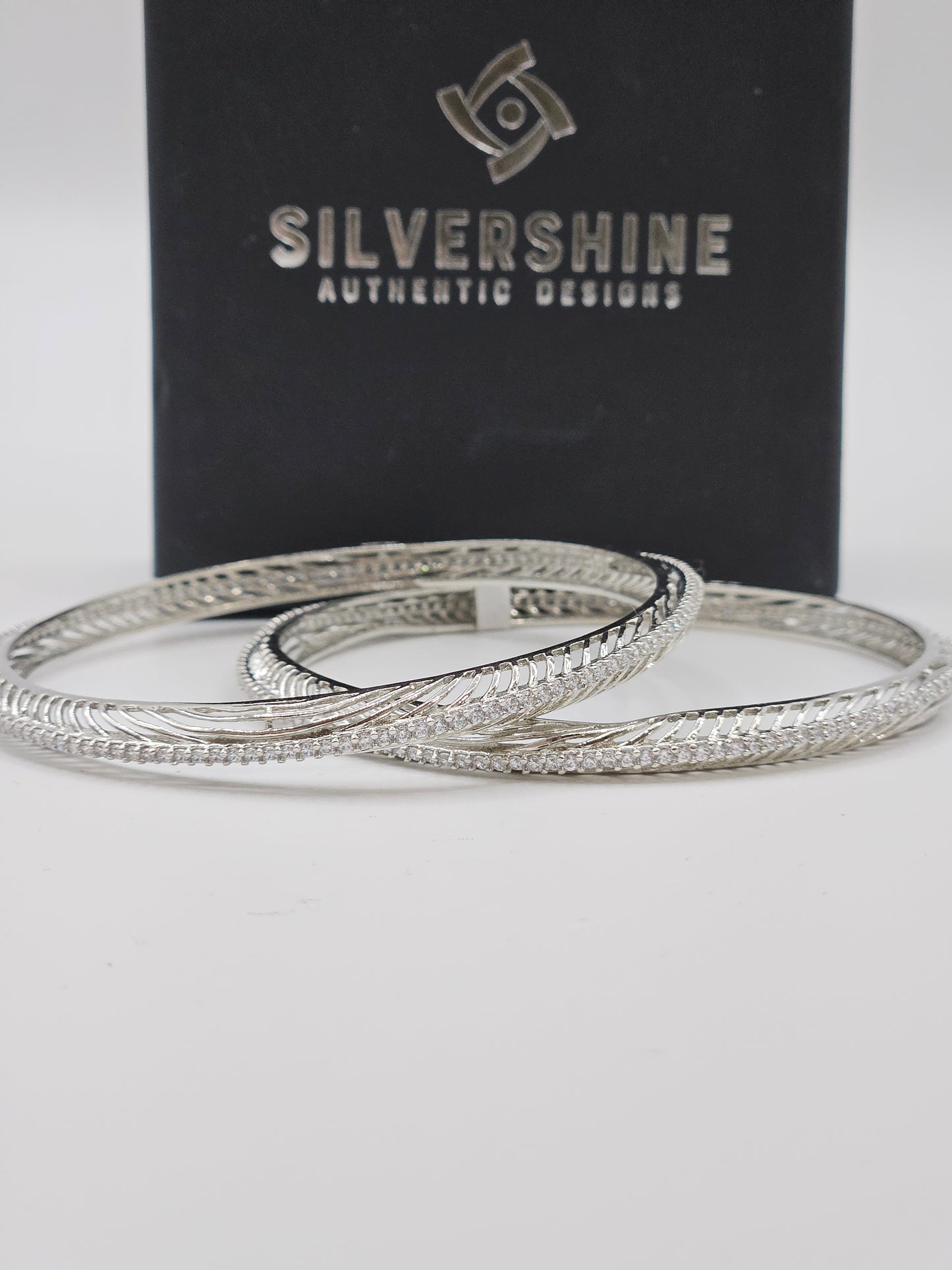 CZ STONE SILVER BANGLES