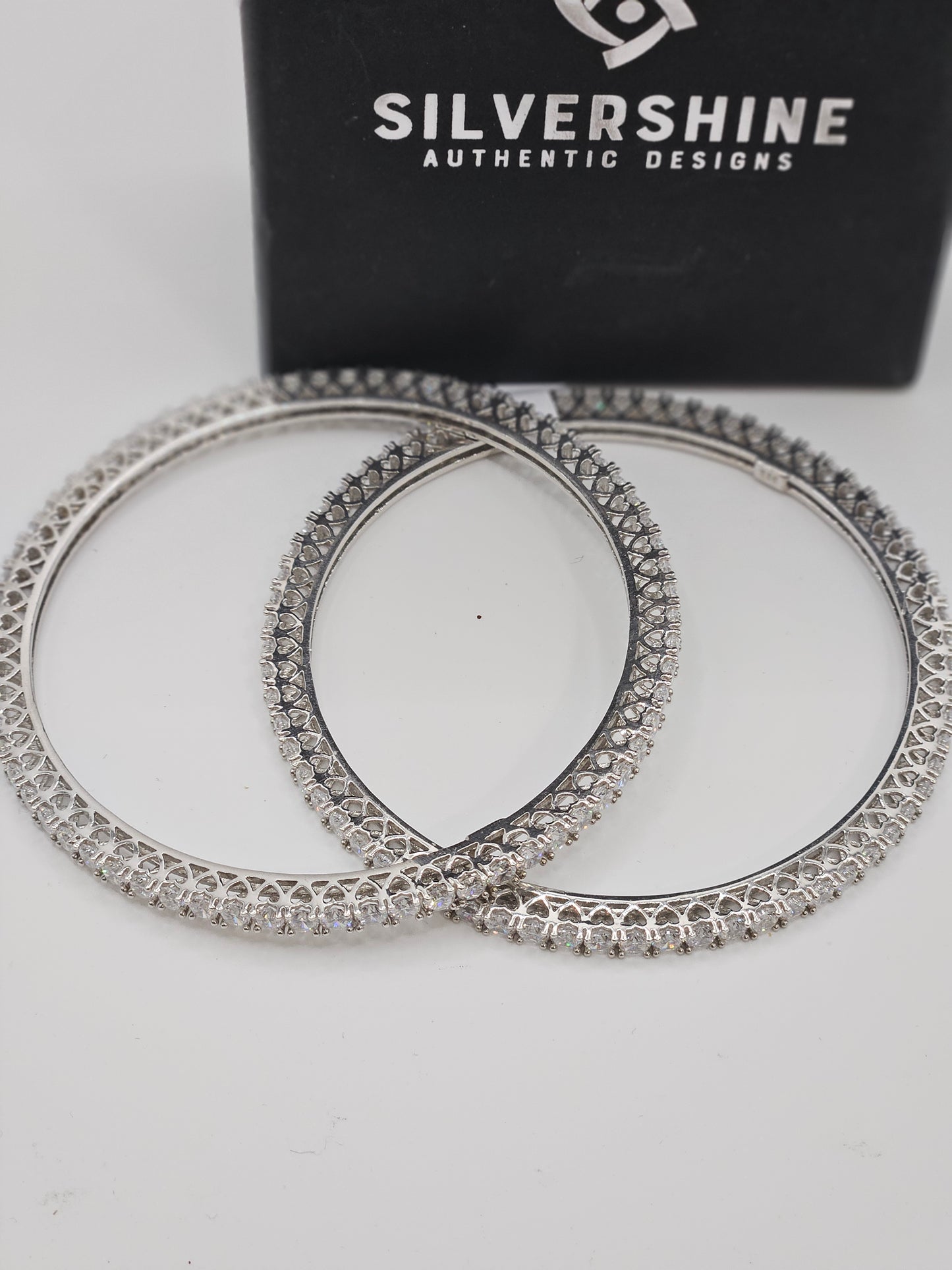 CZ STONE SILVER BANGLES