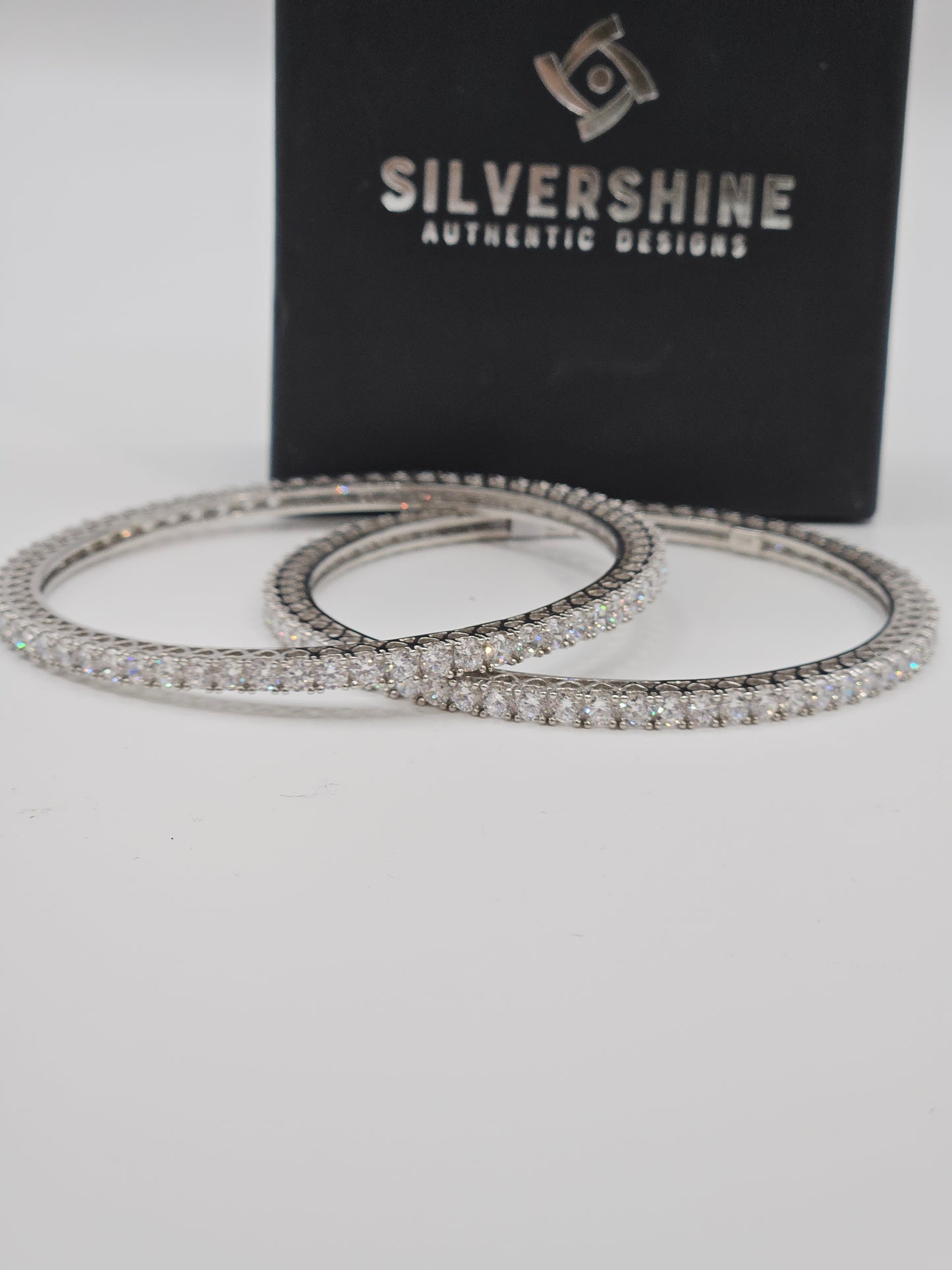 CZ STONE SILVER BANGLES