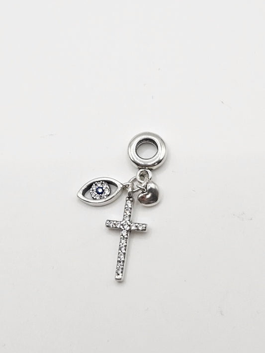 EVIL EYE & CROSS CHARM