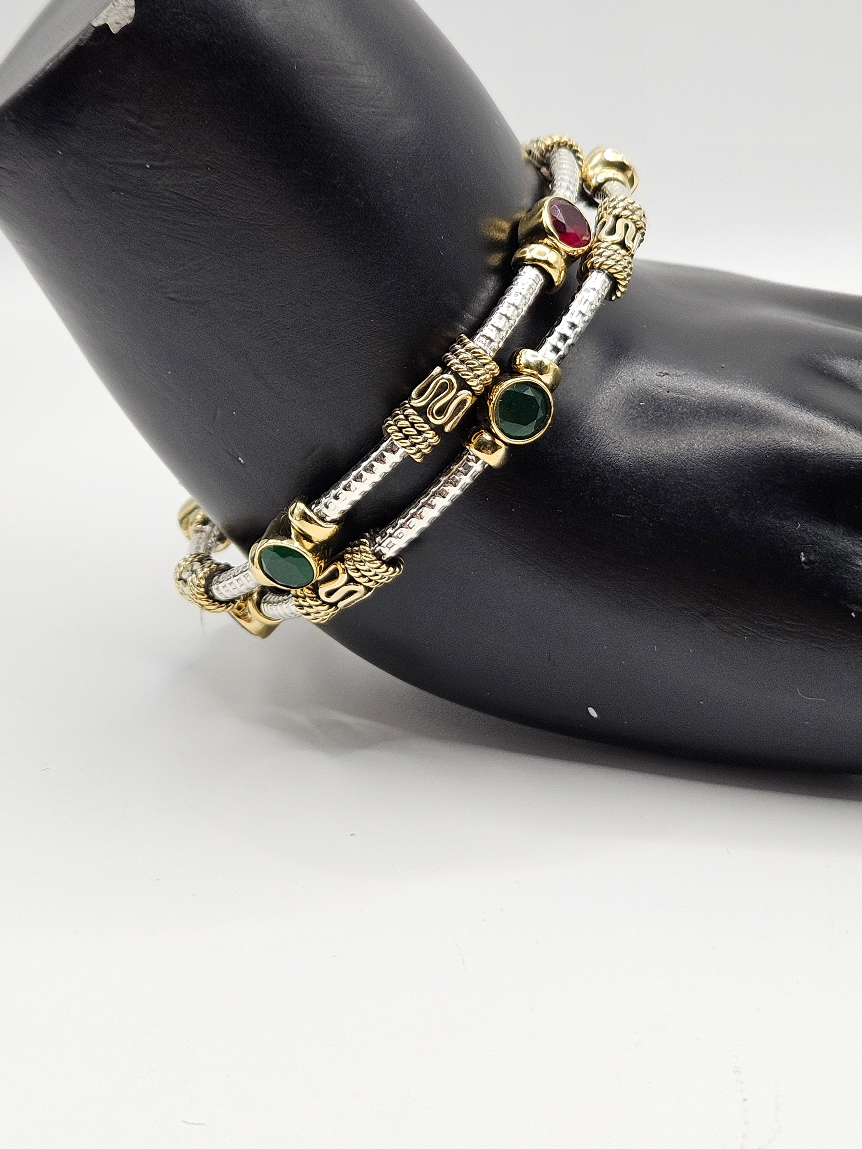 SILVER STONE BANGLES