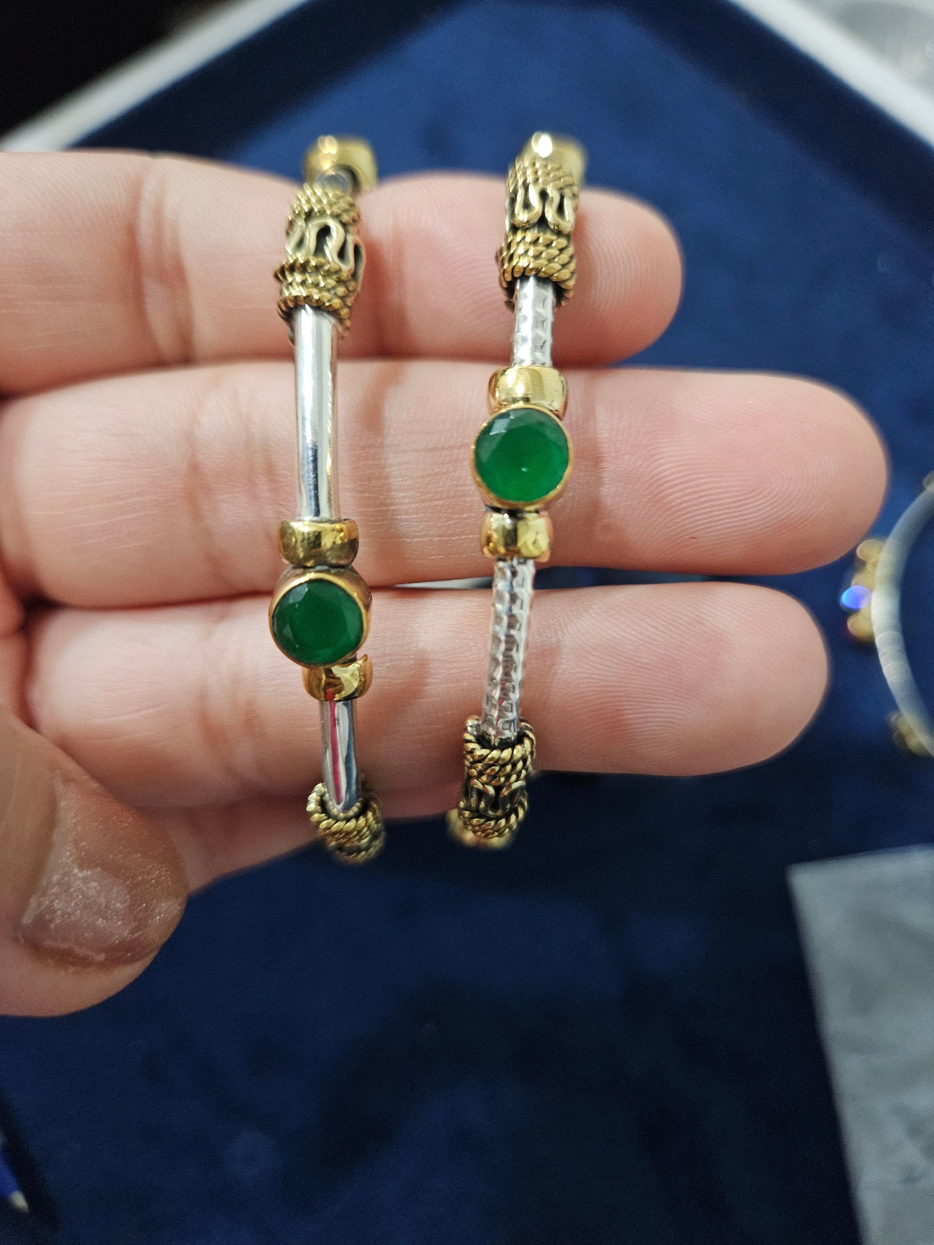 SILVER STONE BANGLES