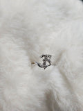 SILVER CZ STUDDED RING