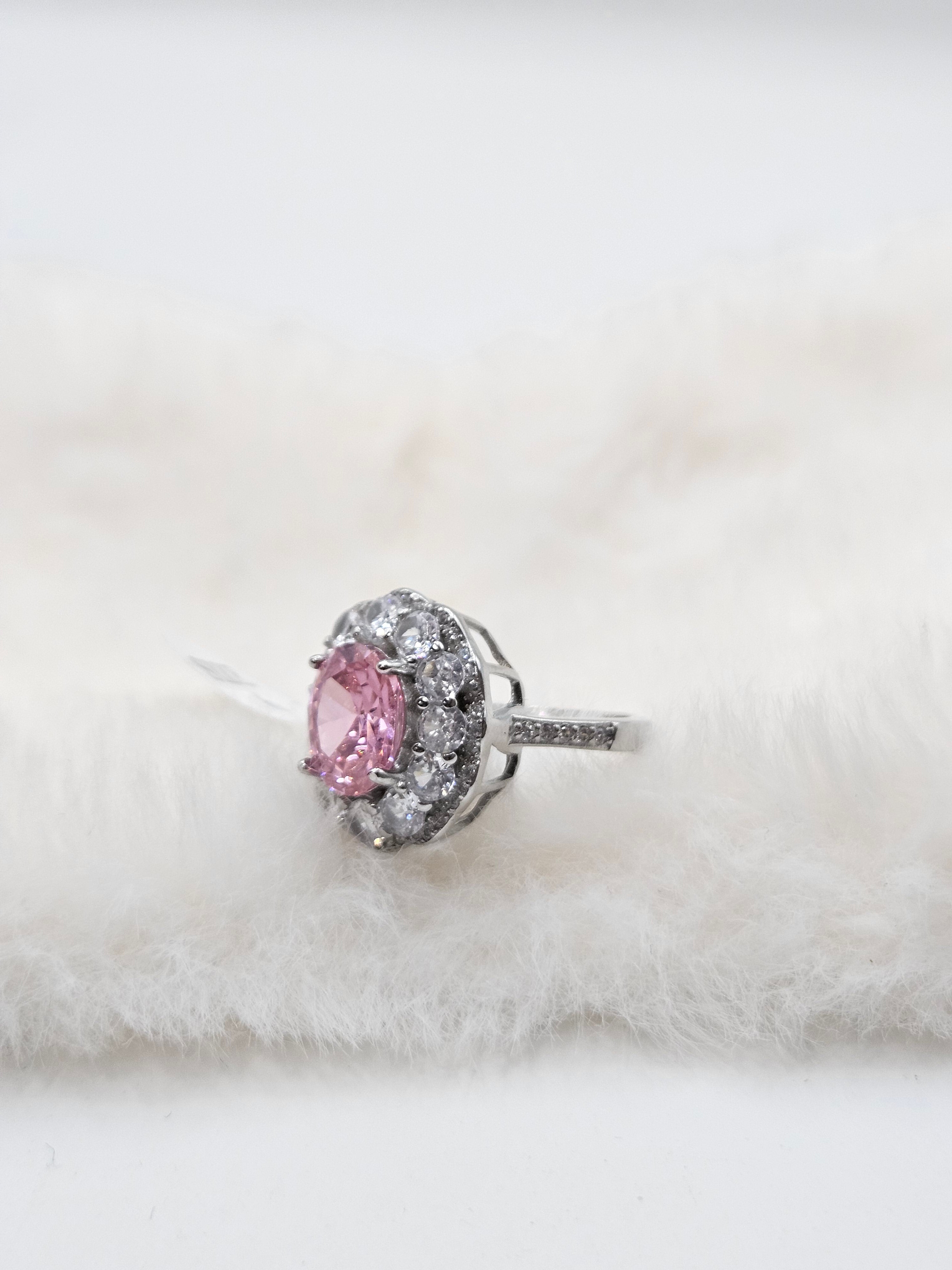 SILVER CZ STUDDED RING