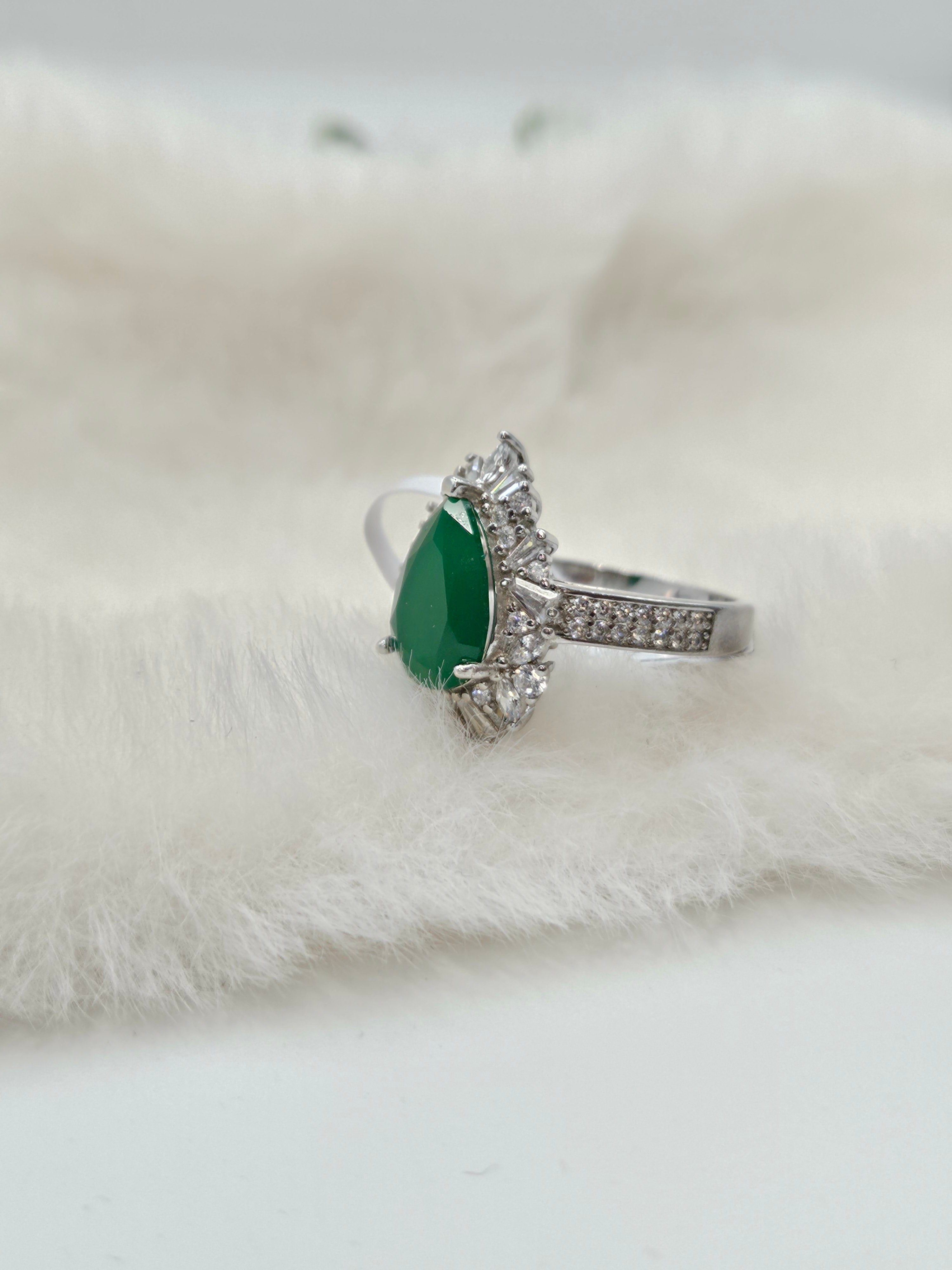 SILVER CZ STUDDED RING