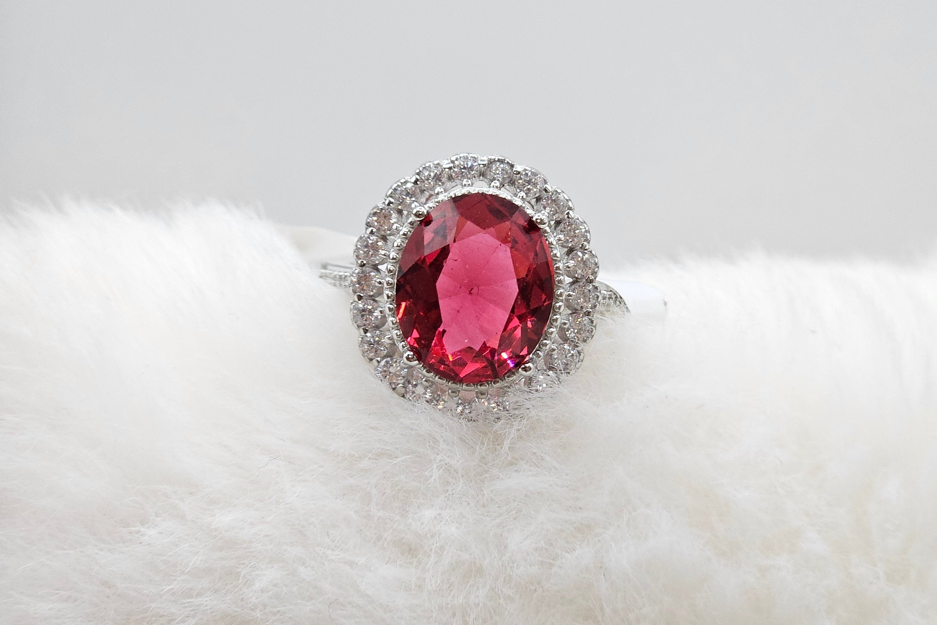 SILVER CZ STUDDED RING