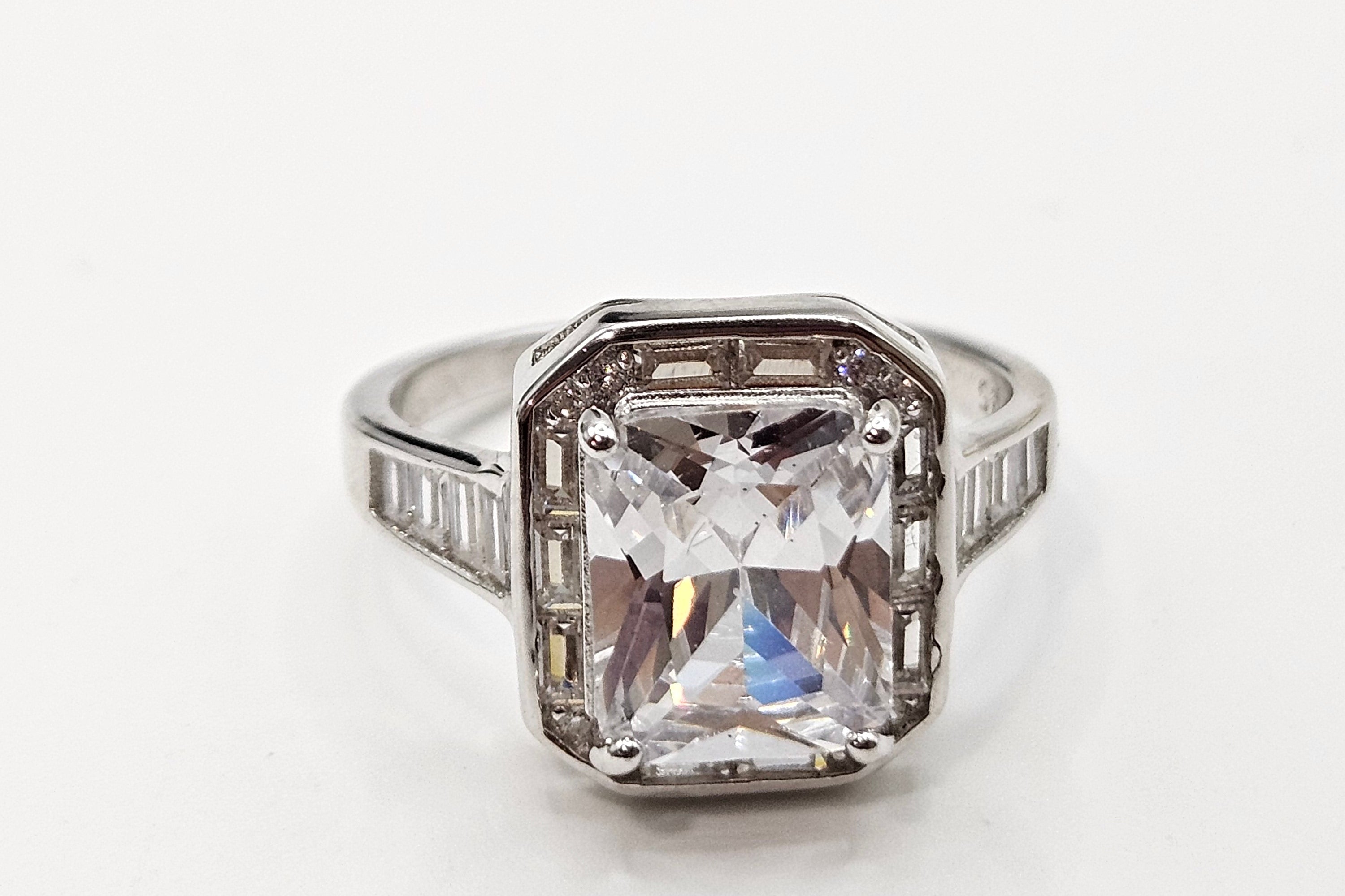 SILVER CZ STUDDED RING