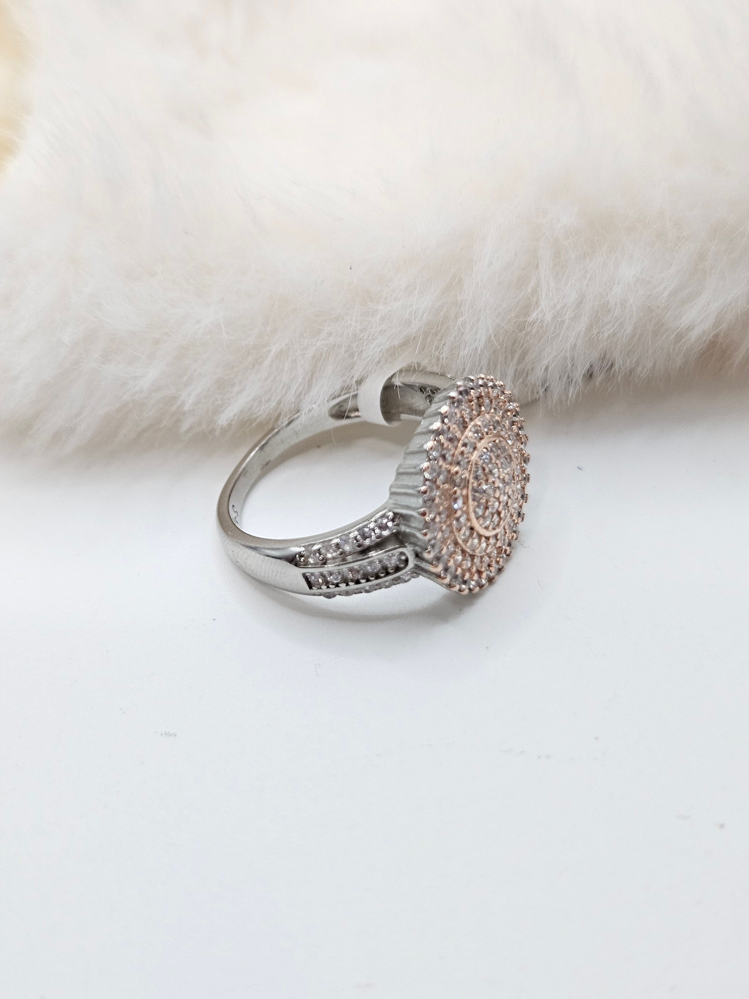 SILVER CZ STUDDED RING