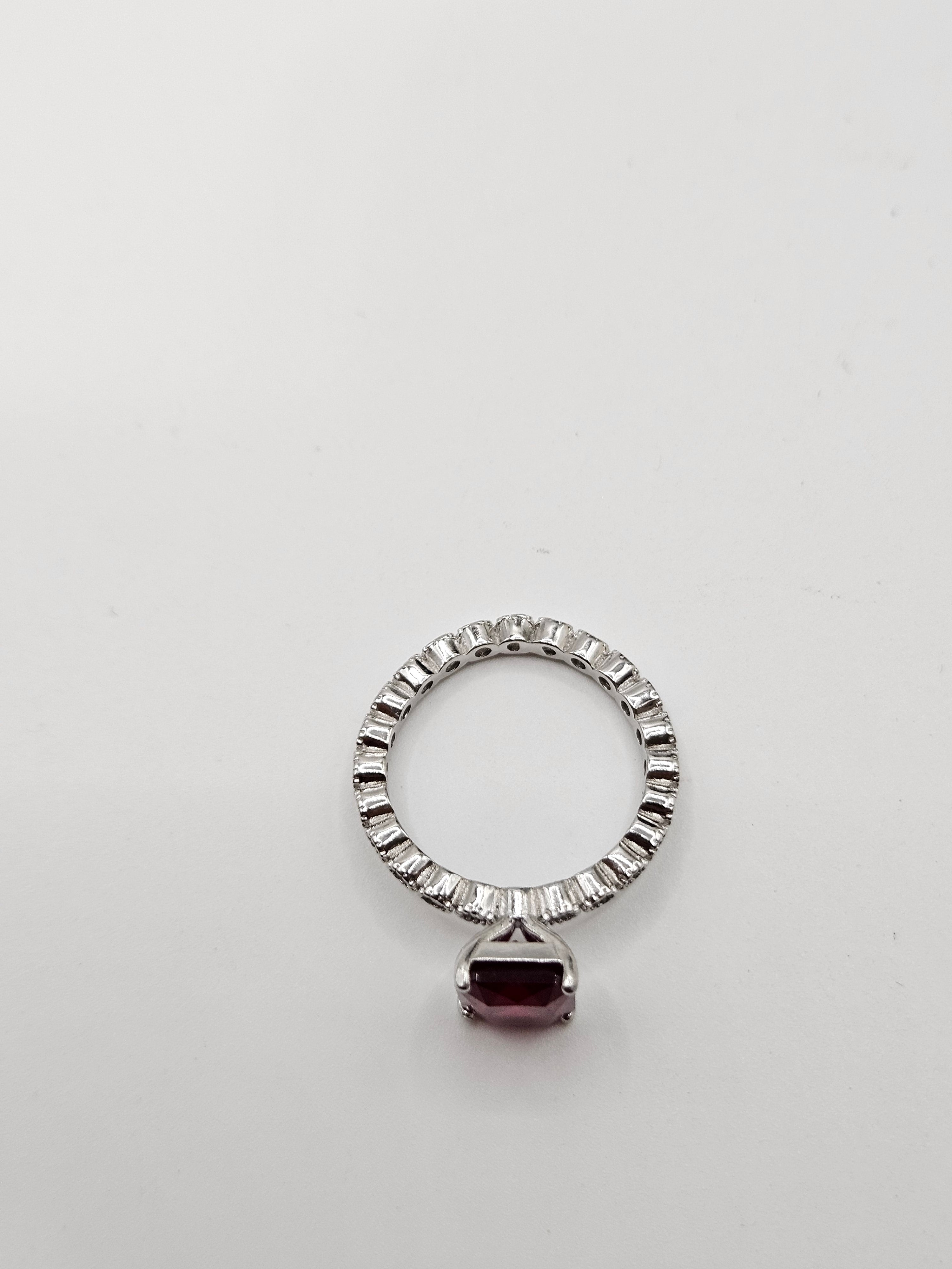 SILVER CZ STUDDED RING