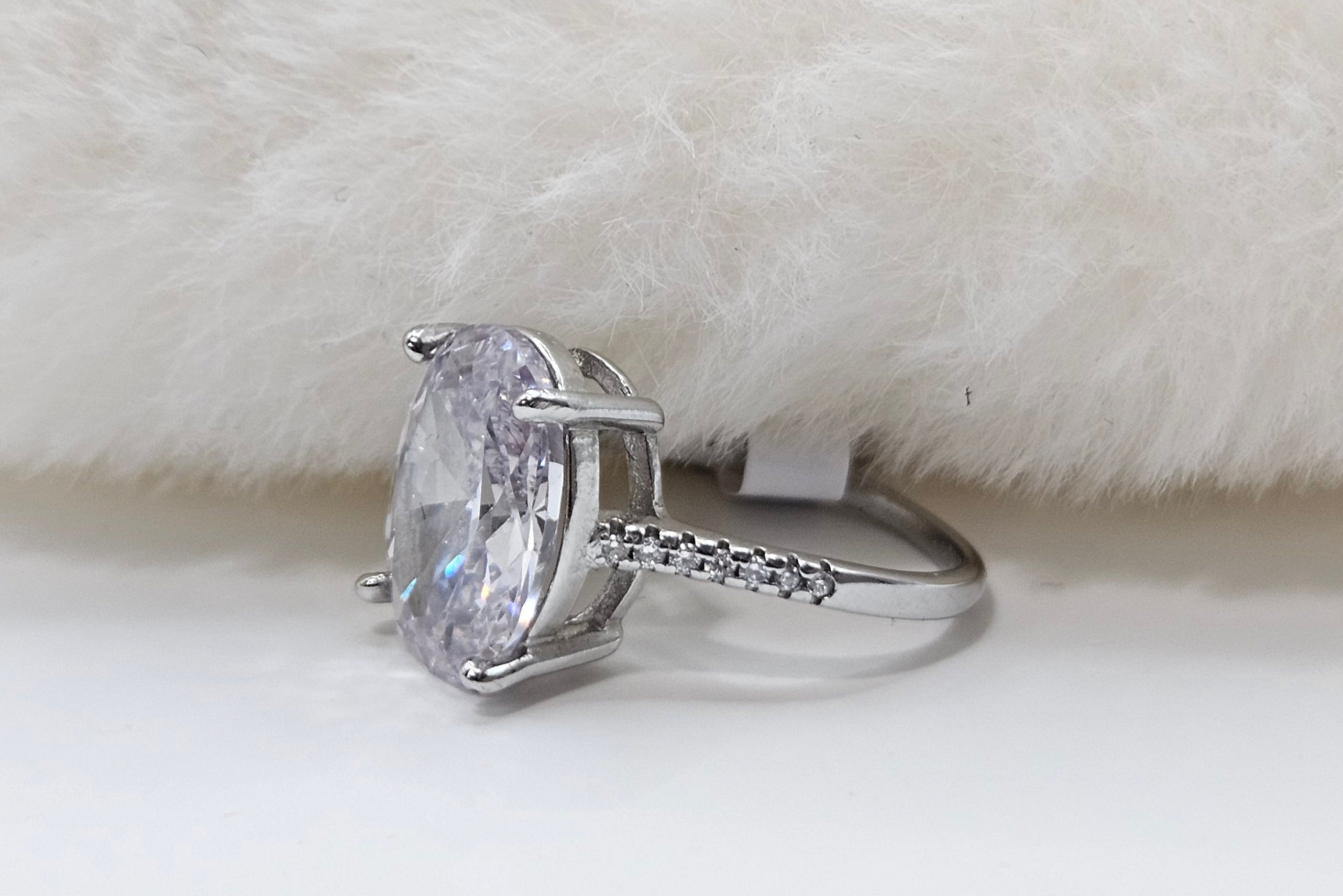 SILVER CZ STUDDED RING