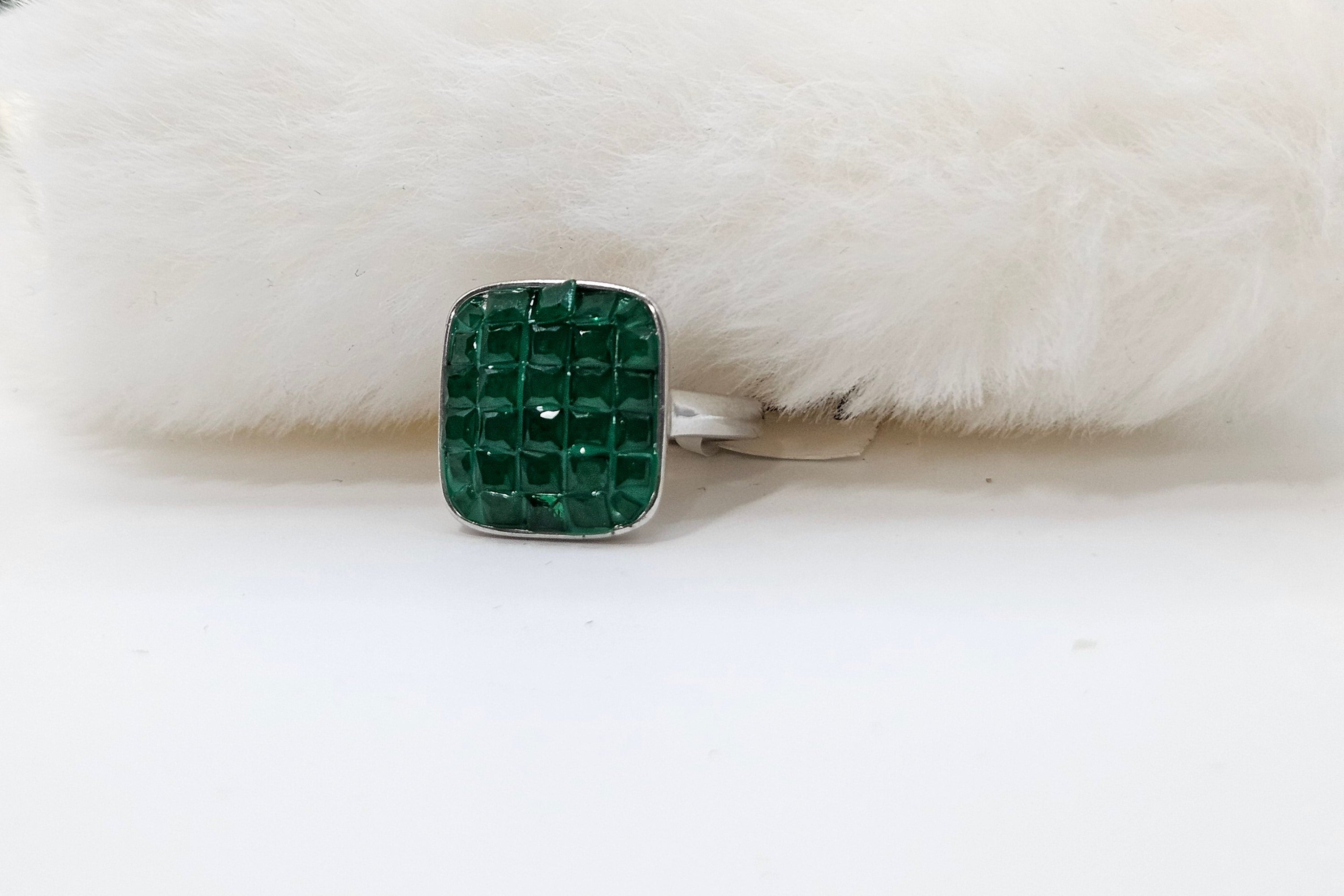 SILVER CZ STUDDED RING