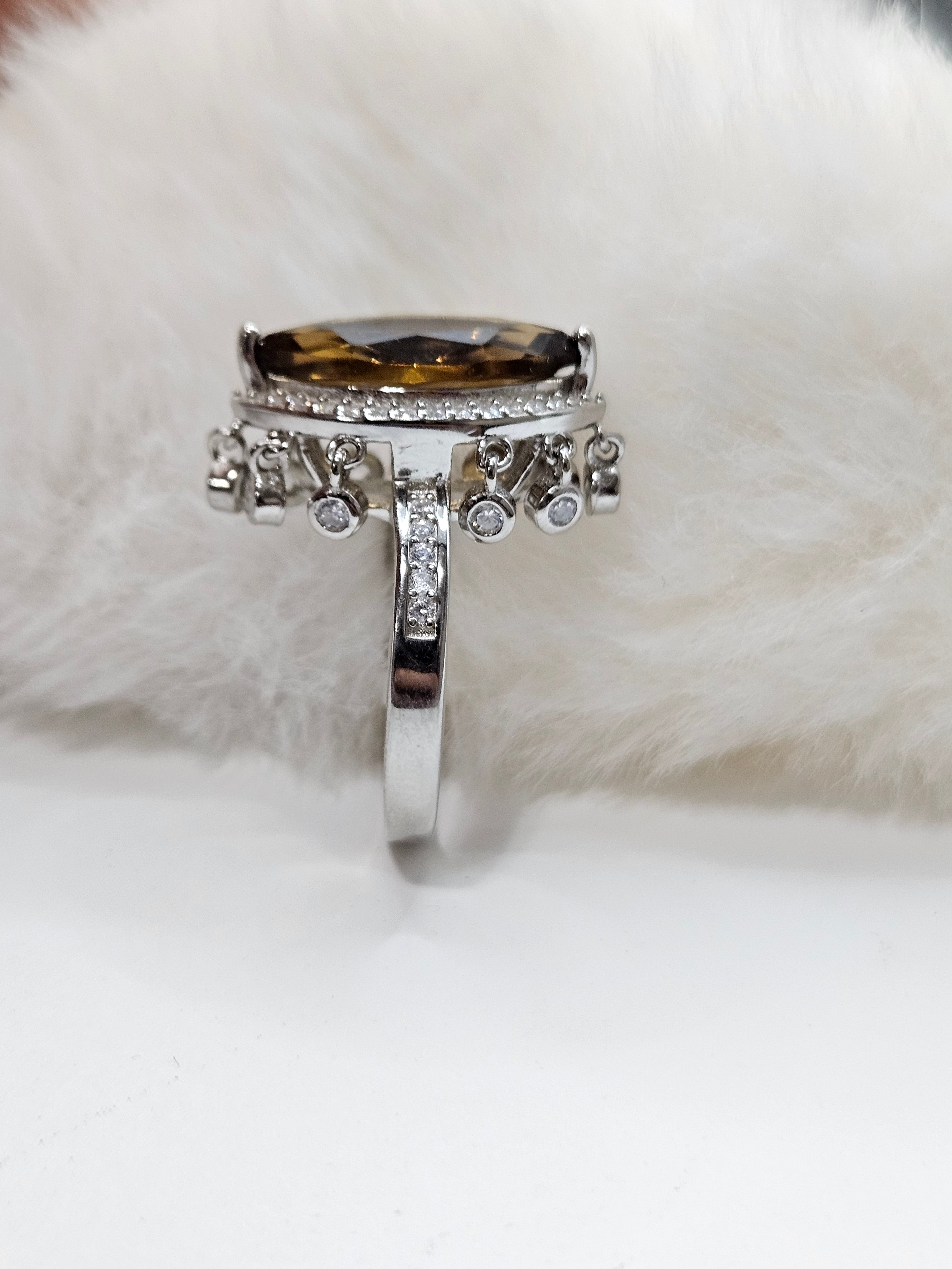 SILVER CZ STUDDED RING
