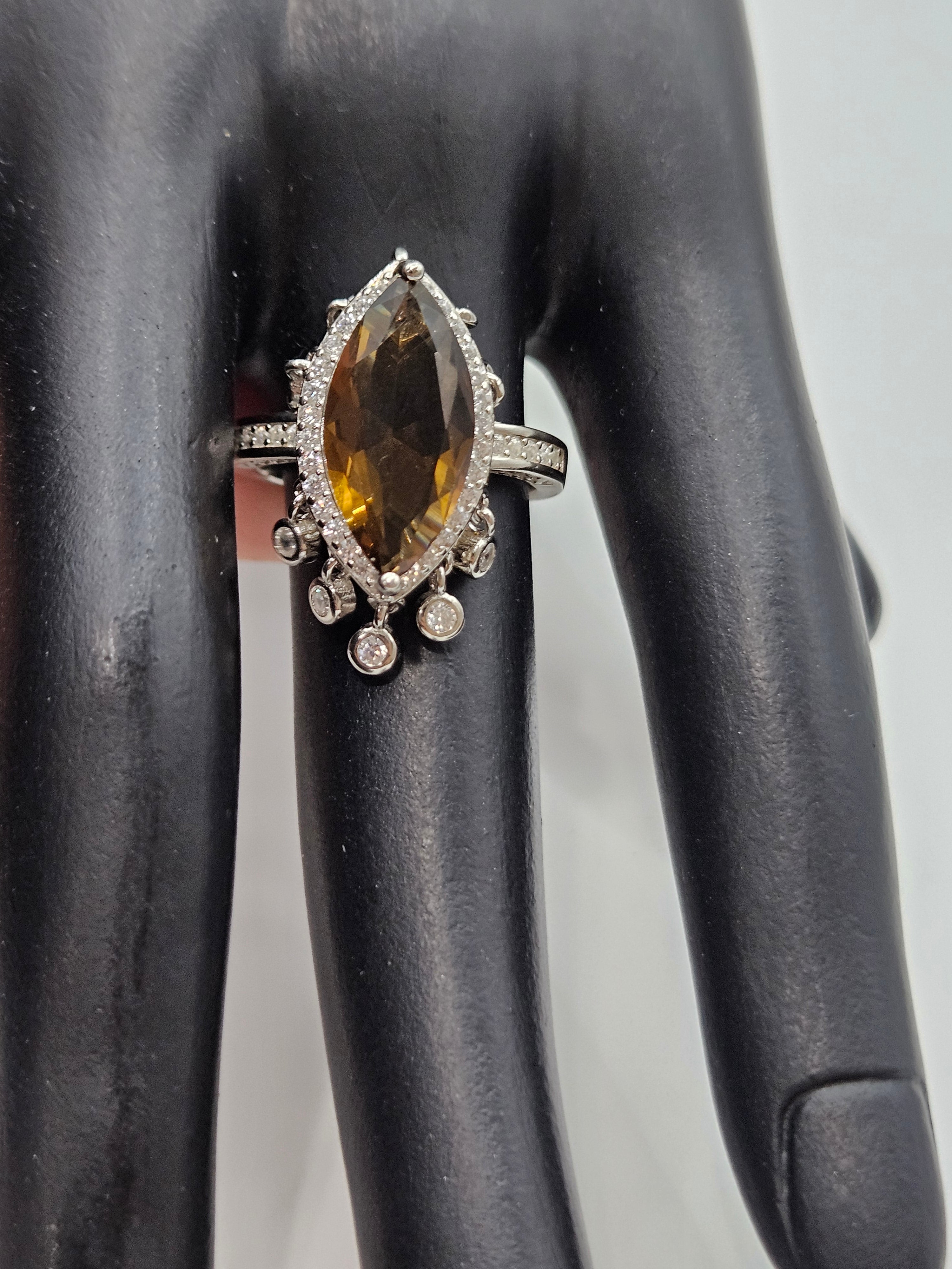 SILVER CZ STUDDED RING