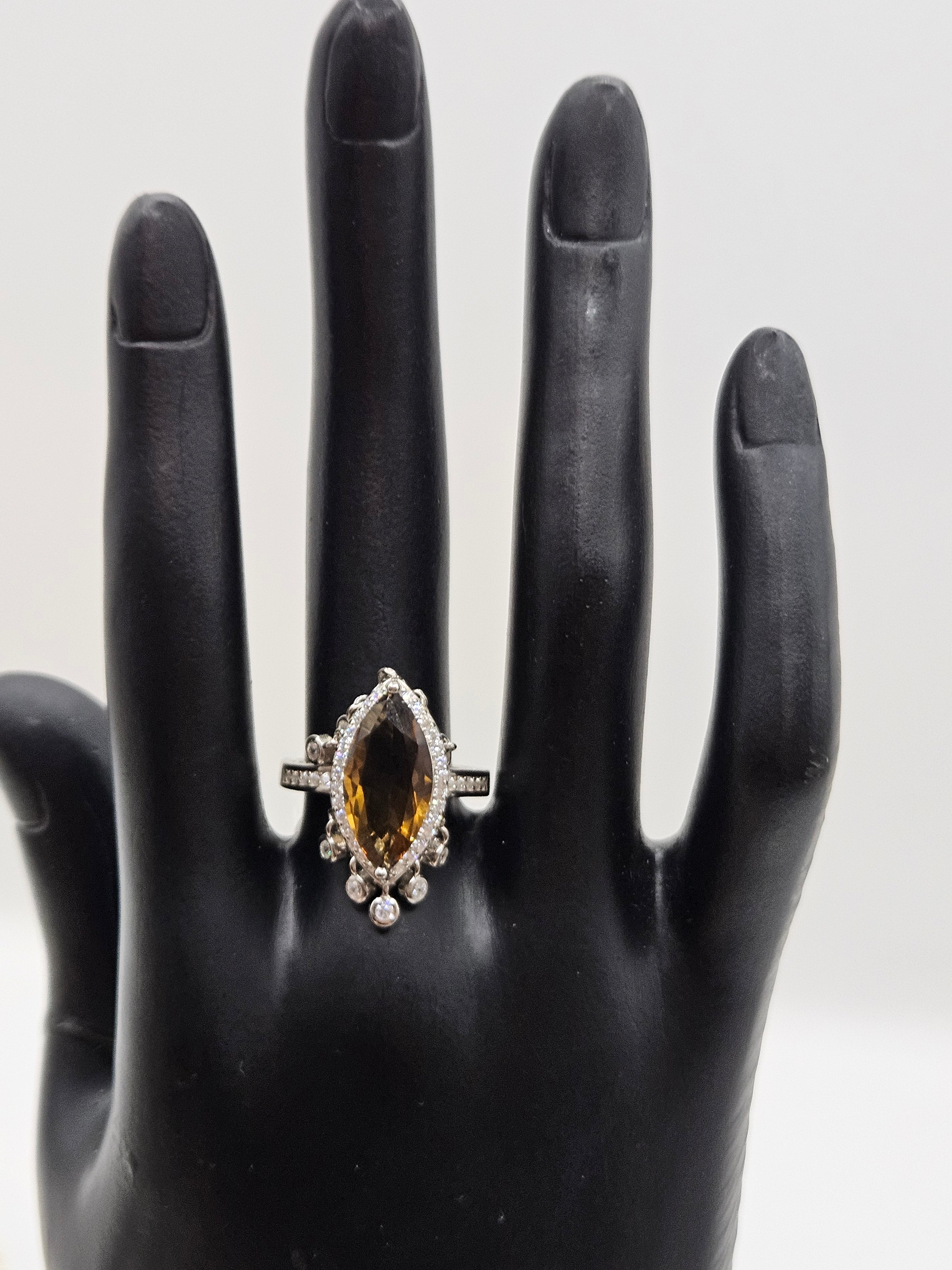 SILVER CZ STUDDED RING