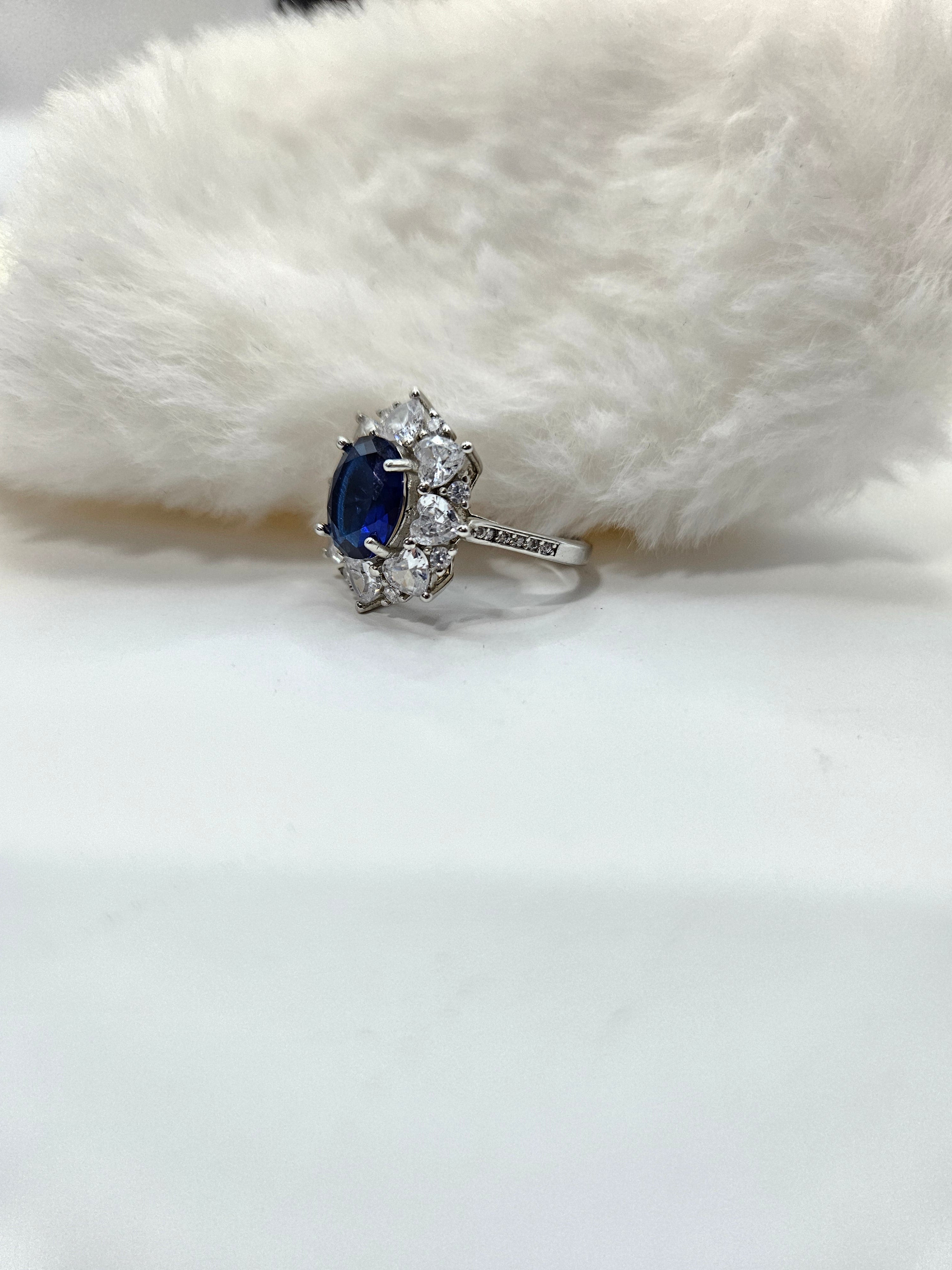 SILVER CZ STUDDED RING