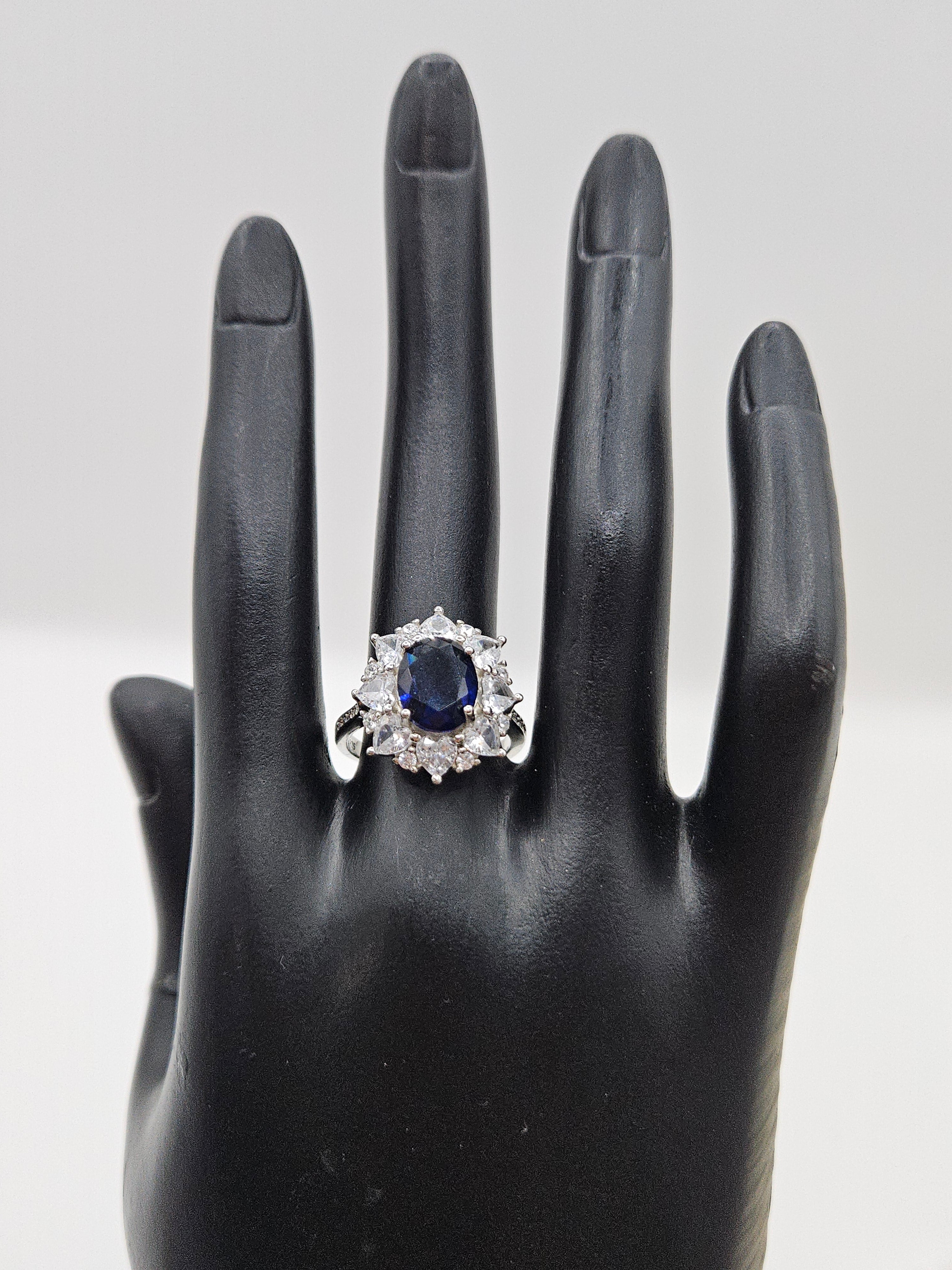SILVER CZ STUDDED RING
