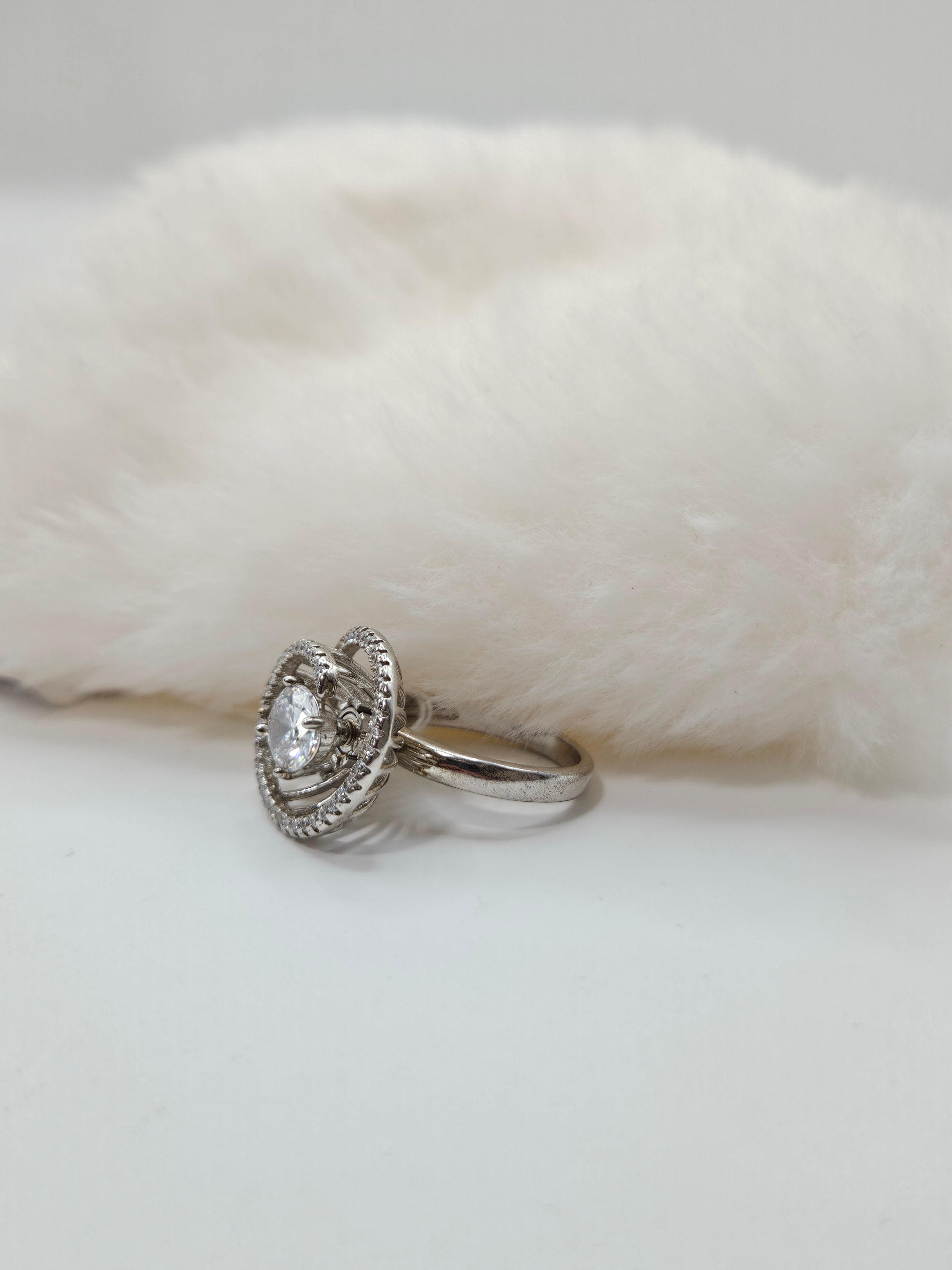 SILVER CZ STUDDED RING