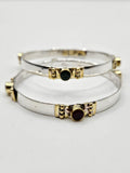 SILVER GOLD STONE BANGLES