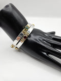 SILVER GOLD STONE BANGLES