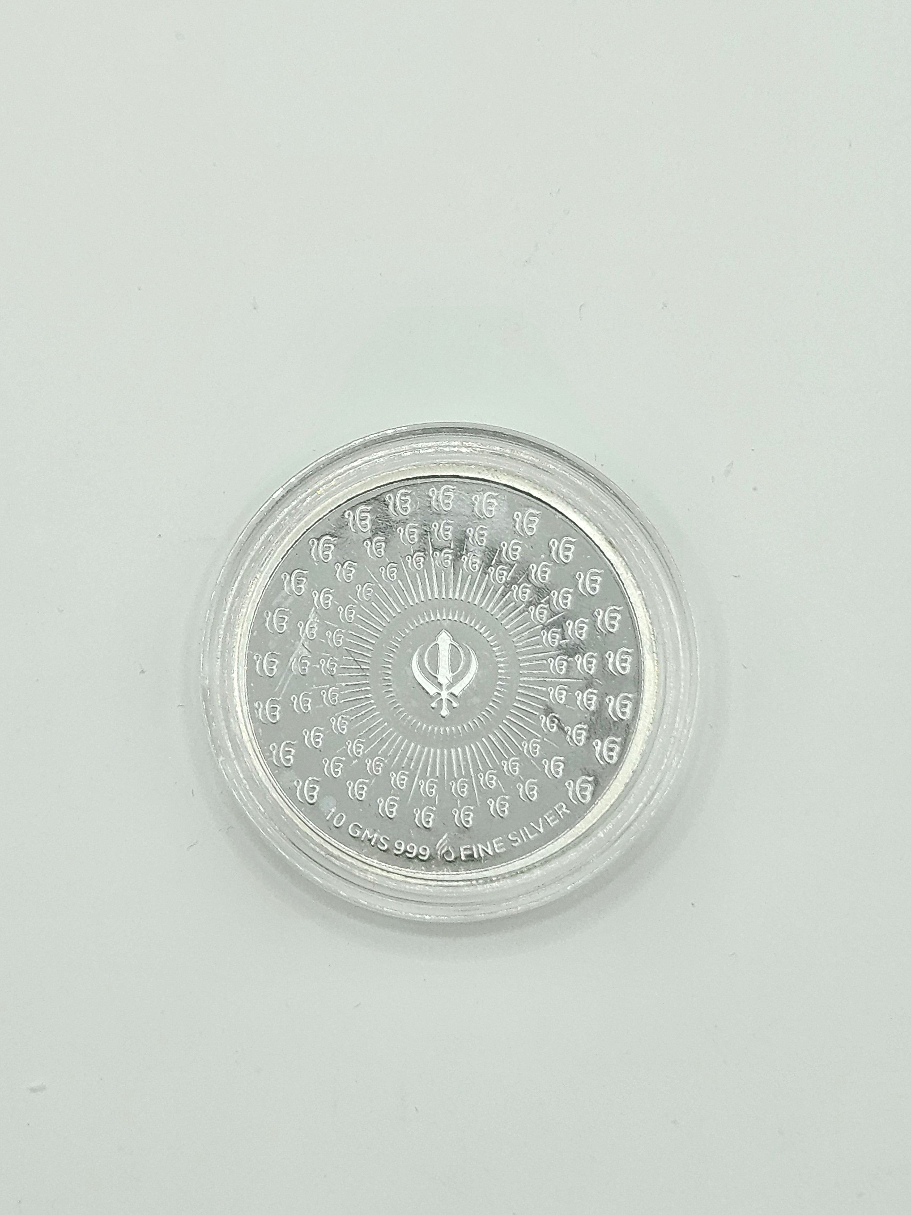 PURE SILVER GURU NANAK DEV JI 10GM COIN