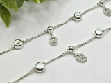 SILVER KIDS ANKLETS- L 6.5 -8 inch ADJUSTABLE