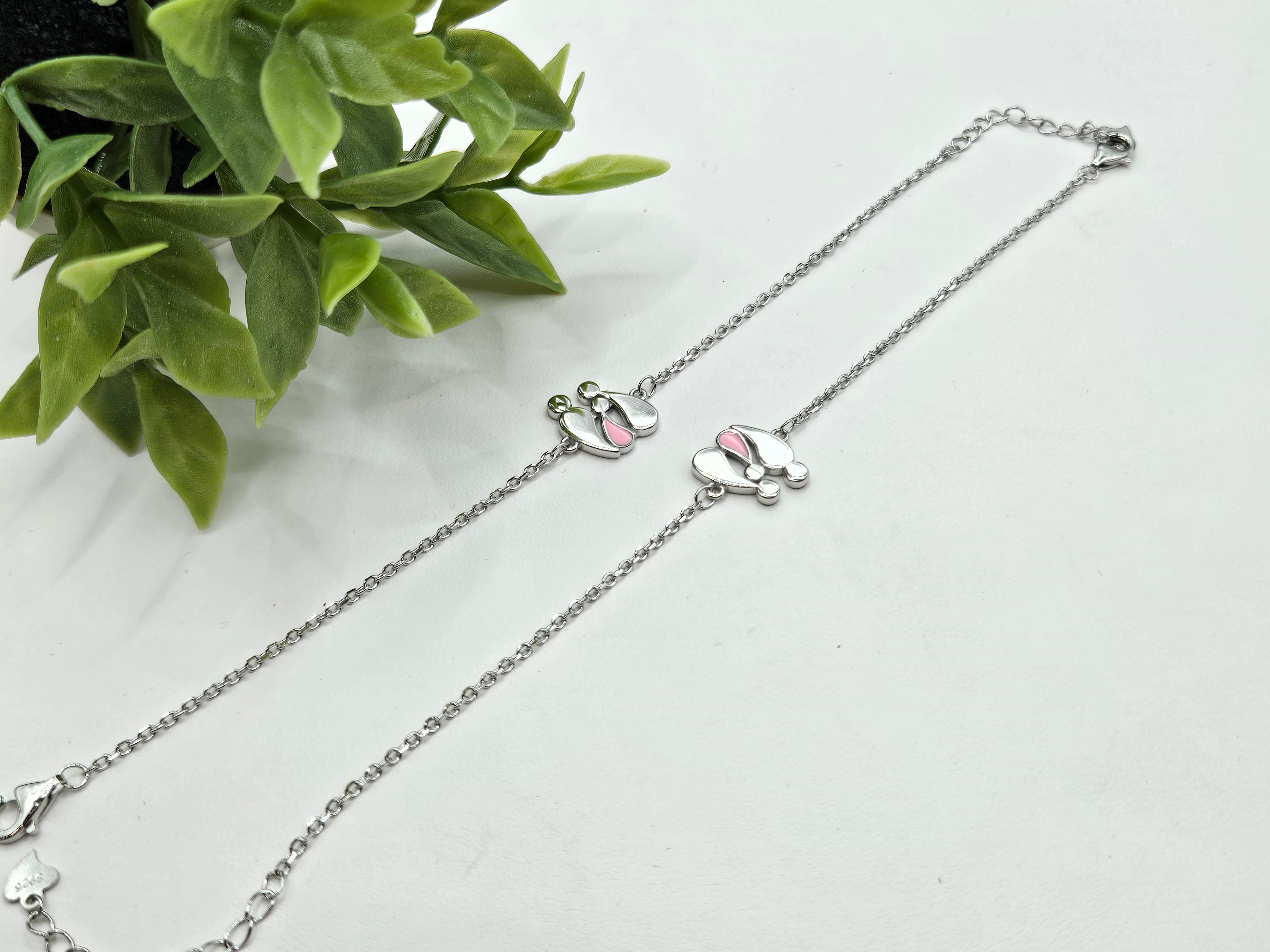 SILVER KIDS ANKLETS- L 6.5 -8 inch ADJUSTABLE