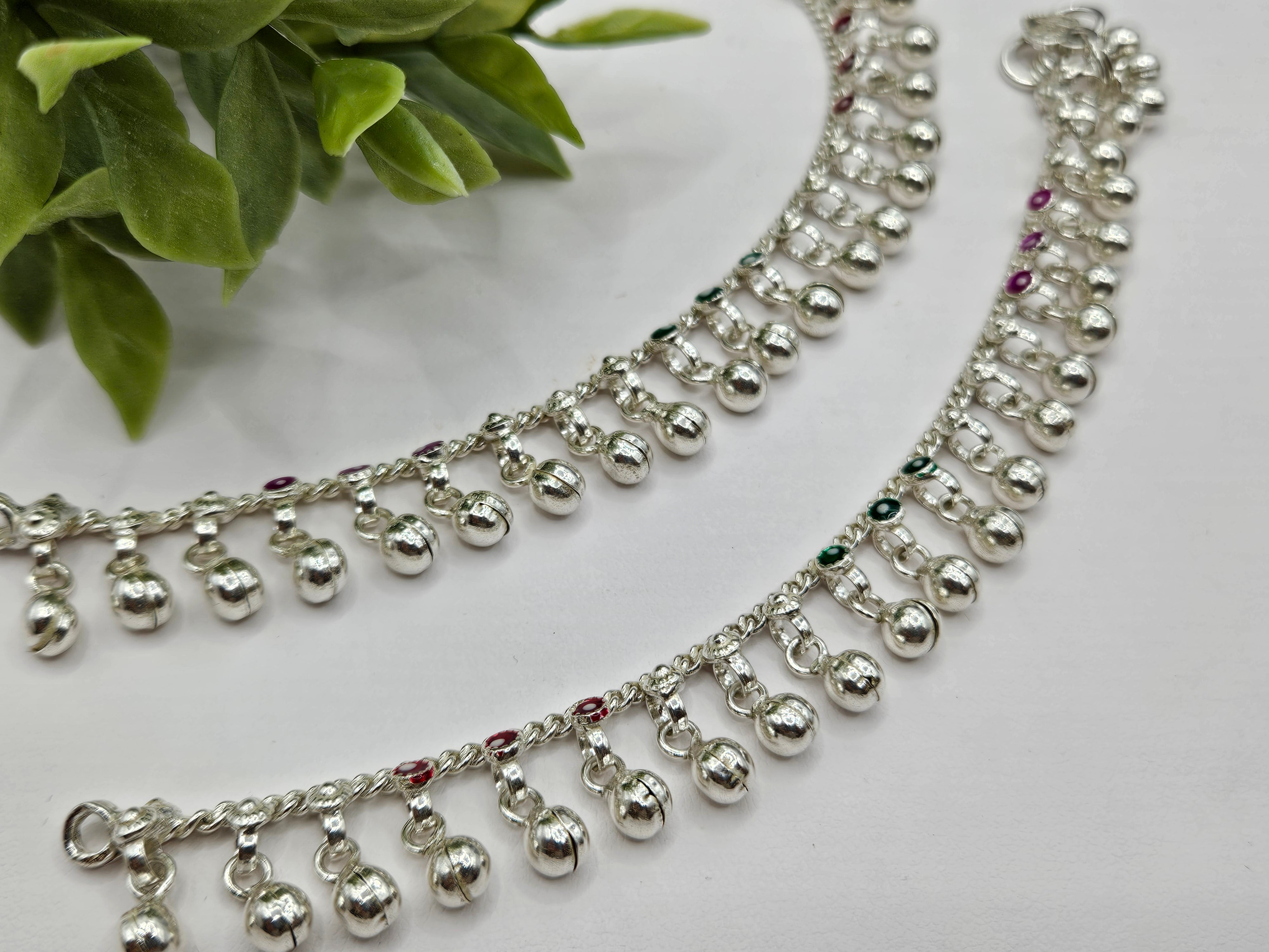 SILVER KIDS ANKLETS- L 6inch