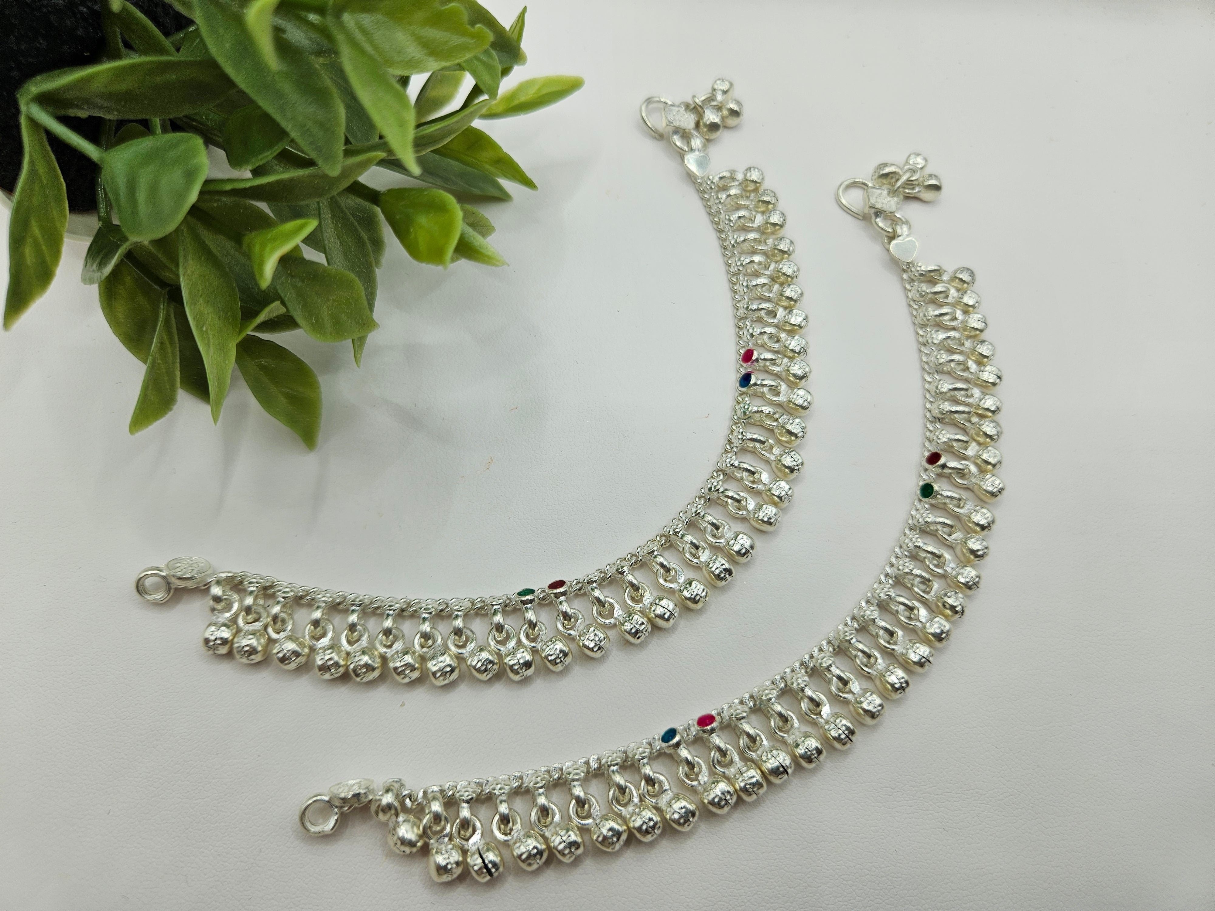 SILVER KIDS ANKLETS- L 6inch